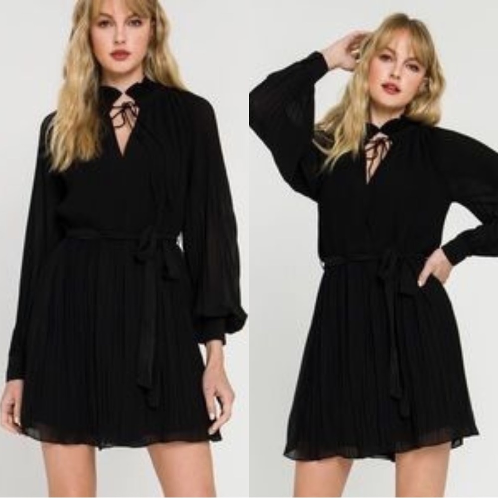 ENDLESS ROSE Black Pleated Mini Dress - Picture 2 of 9
